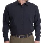 Camisa Lisa Cuello Semi-Italiano Negro 46, 48, 50, 52 y 54