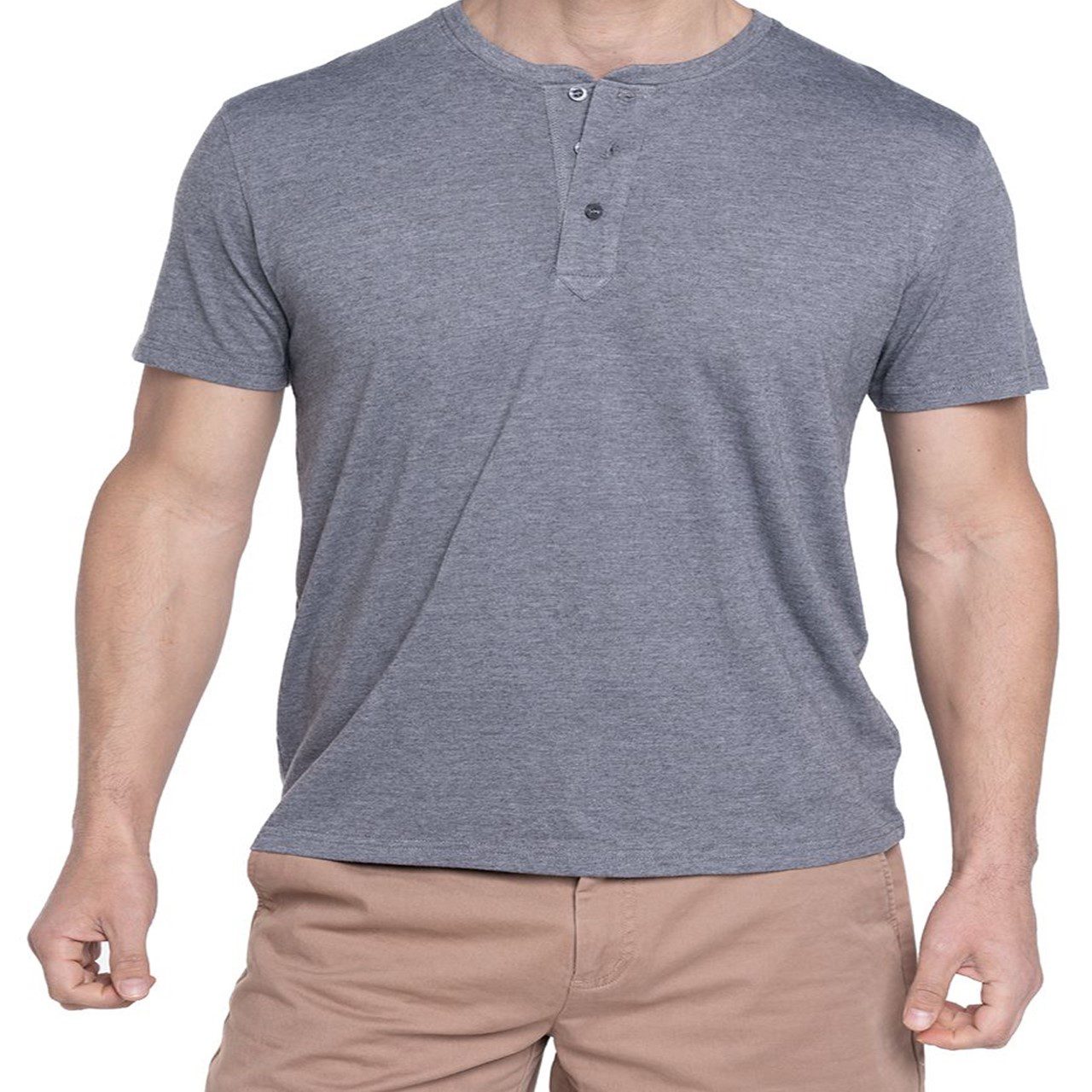 Poleras botones gris medio2 Polera Botones 3, 4, 5 y 6XL (variedad colores) - Imagen 3