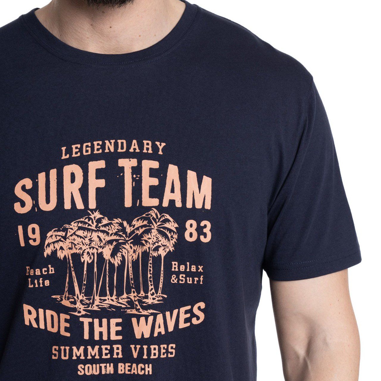 Polera print frontal azul ma 1 Polera Estampada Frontal 2, 3, 4, 5 y 6XL Azul - Imagen 2