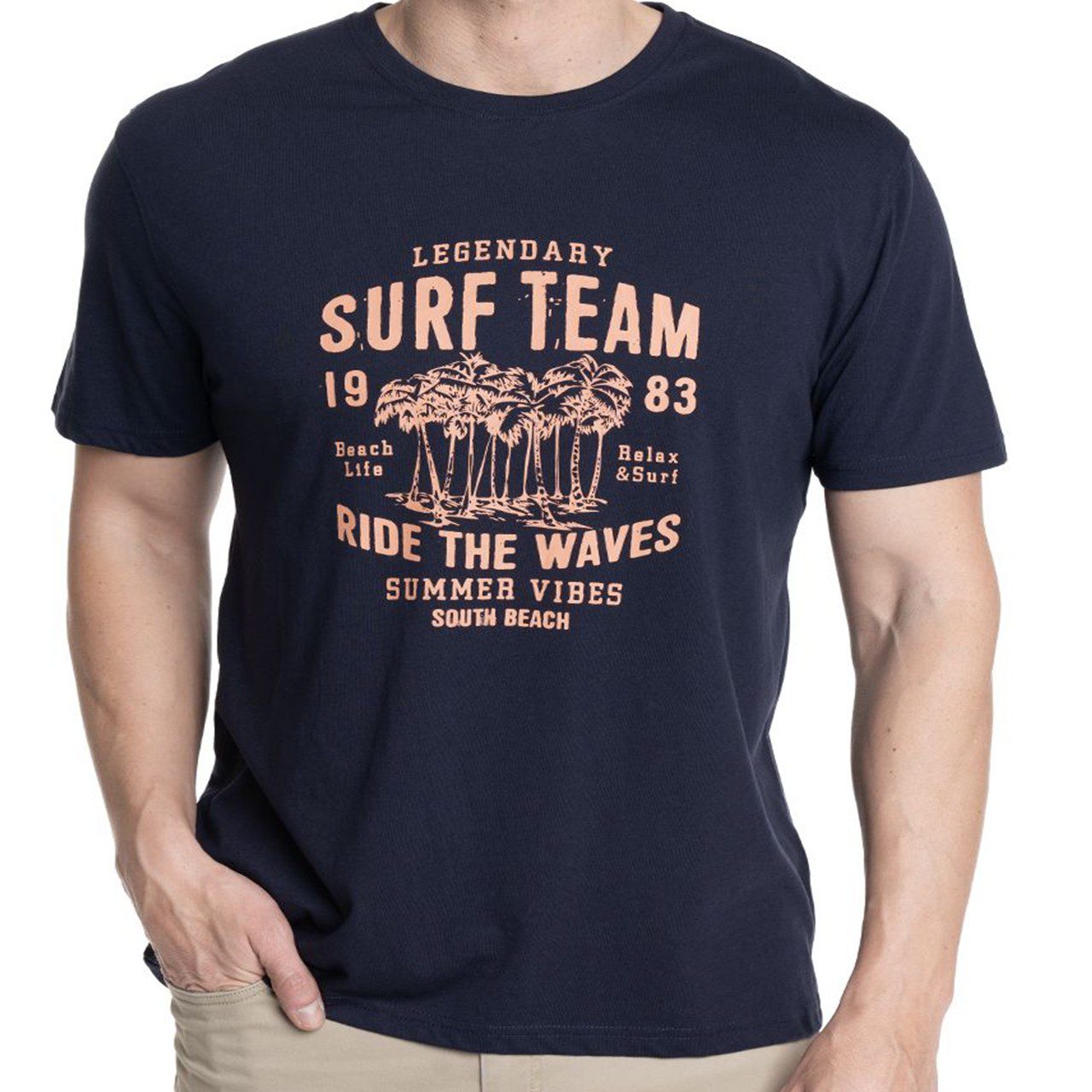 Polera print frontal azul ma Polera Estampada Frontal 2, 3, 4, 5 y 6XL Azul - Imagen 1