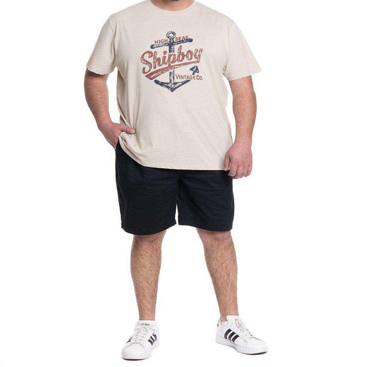 Polera print frontal beige 2 Polera Estampada Frontal 3, 4, 5 y 6XL Beige - Imagen 3