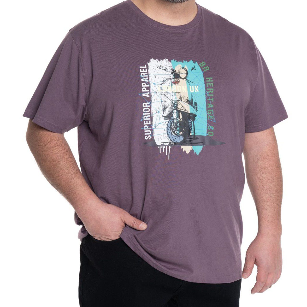 Polera print frontal lila Polera Estampada Frontal 3, 4 y 6XL Lila - Imagen 1