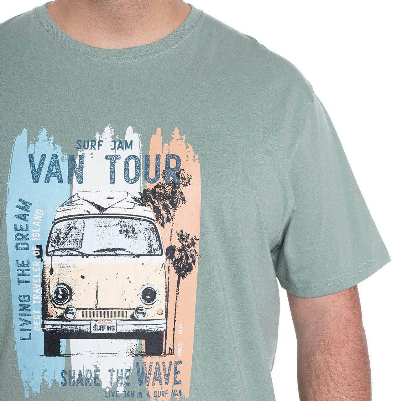 Polera print frontal verde 3 Polera Estampada Frontal 2, 3, 4, 5 y 6XL Verde - Imagen 4