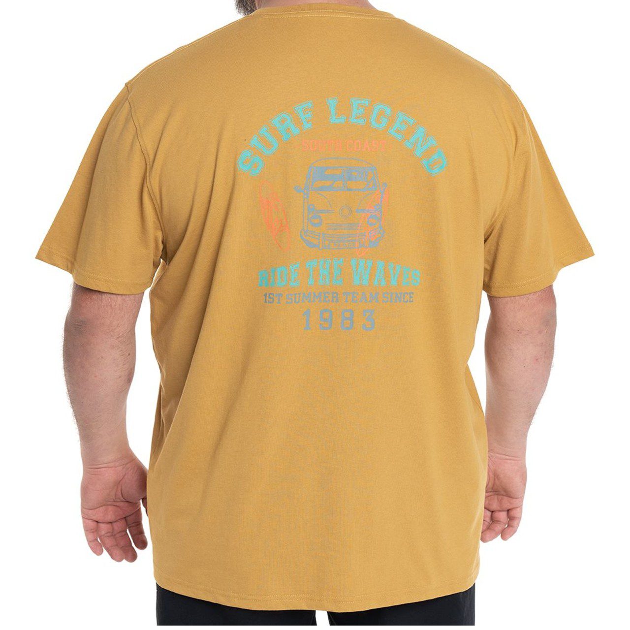 polera print espalda mostaza 2 Polera Estampada Espalda 2, 4, 5 y 6XL Mostaza - Imagen 2