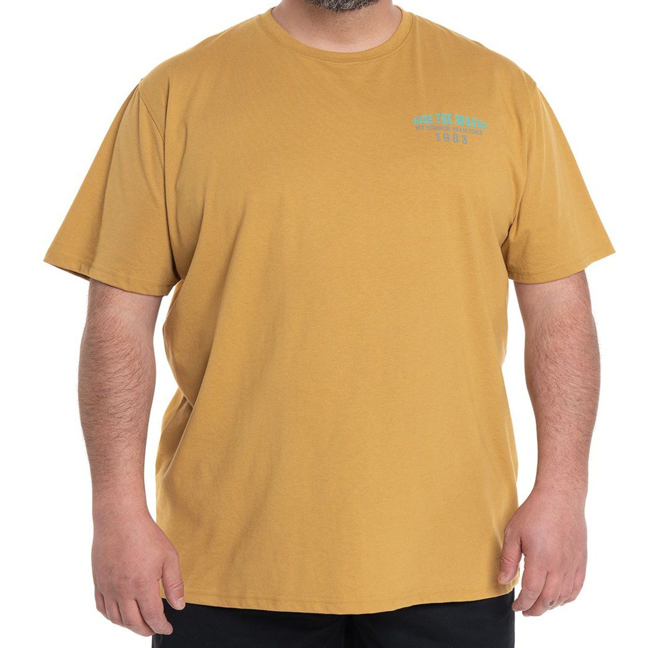 polera print espalda mostaza 3 Polera Estampada Espalda 2, 4, 5 y 6XL Mostaza - Imagen 1